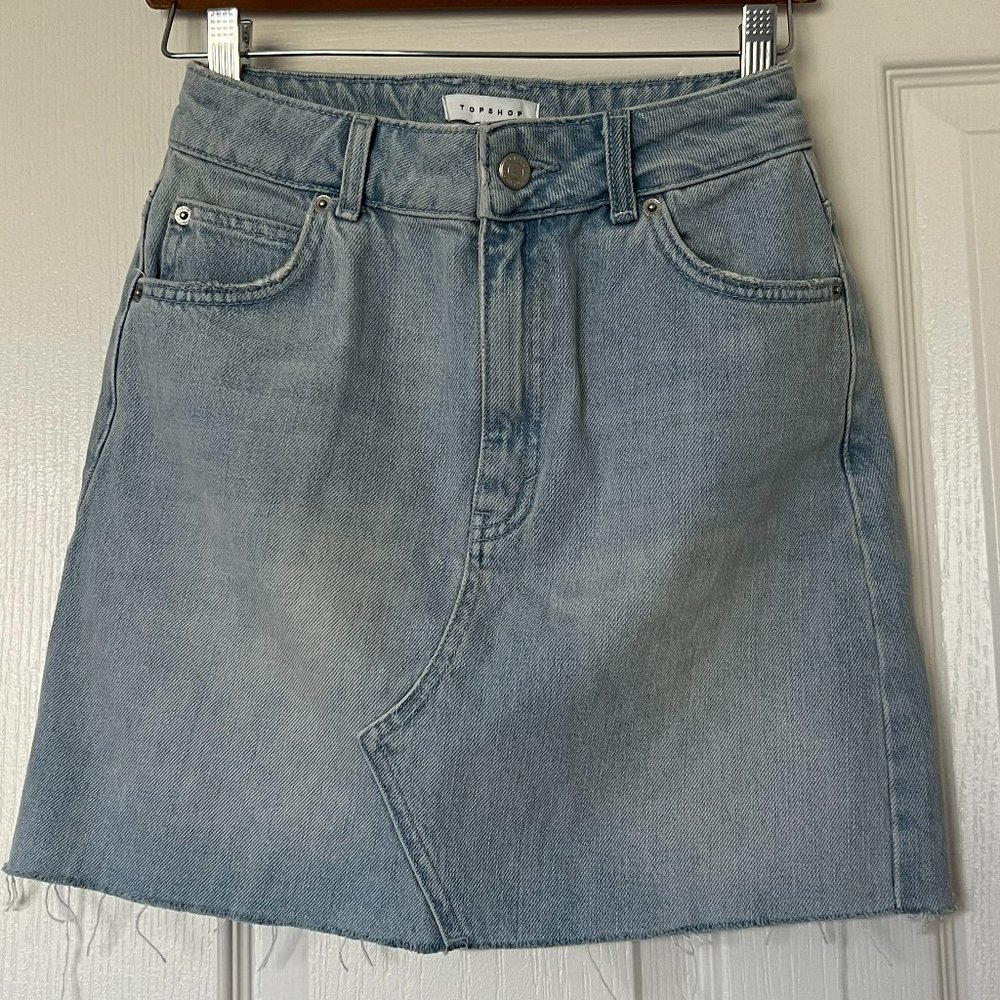 Topshop Light Denim Mini Skirt
